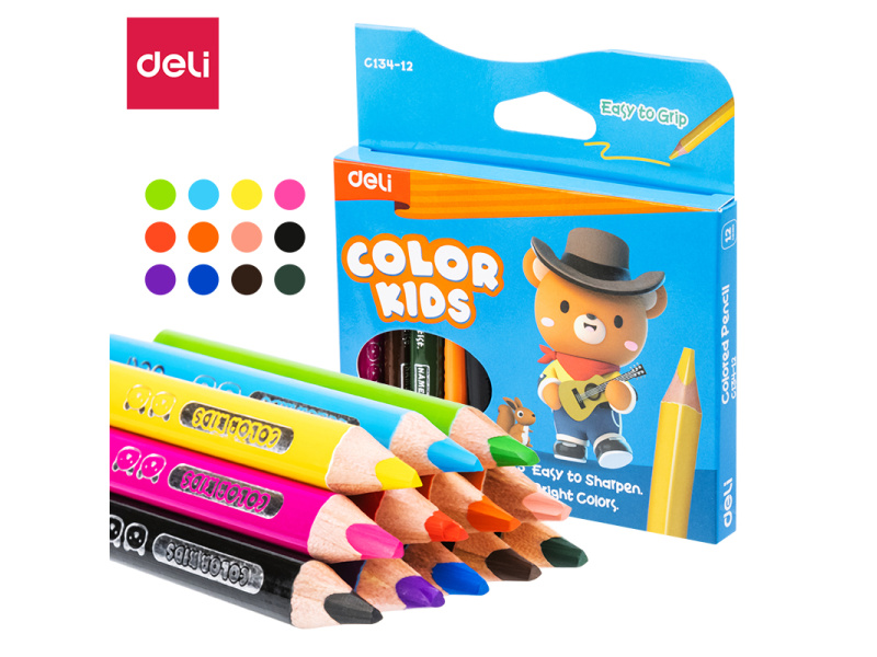 Värvipliiatsid DELI Color Kids 12 värvi kolmetahulised