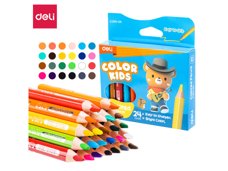 Värvipliiatsid DELI Color Kids 24 värvi kolmetahulised