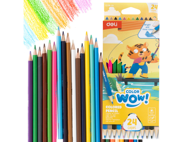 Värvipliiatsid DELI ColorWow 24 värvi kolmetahulised - Pilt 2