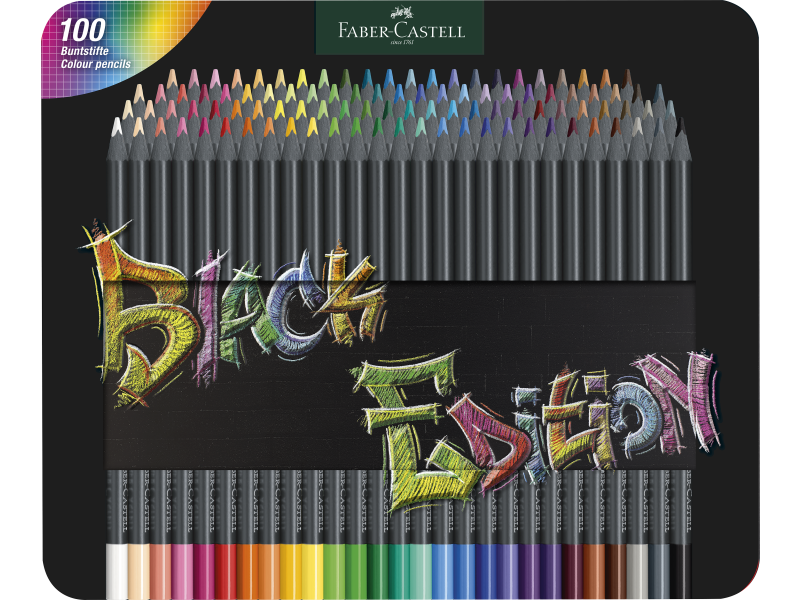 Värvipliiatsid Faber-Castell Black Edition 100-värvi metallkarbis