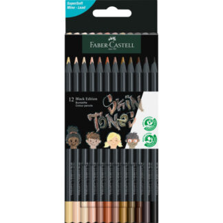 Värvipliiatsid Faber-Castell Black Edition 12-värvi nahavärvid