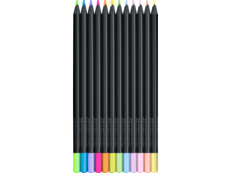 Värvipliiatsid Faber-Castell Black Edition 12-värvi pastell+neoon - Pilt 2