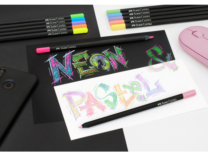 Värvipliiatsid Faber-Castell Black Edition 12-värvi pastell+neoon - Pilt 3