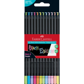 Värvipliiatsid Faber-Castell Black Edition 12-värvi pastell+neoon