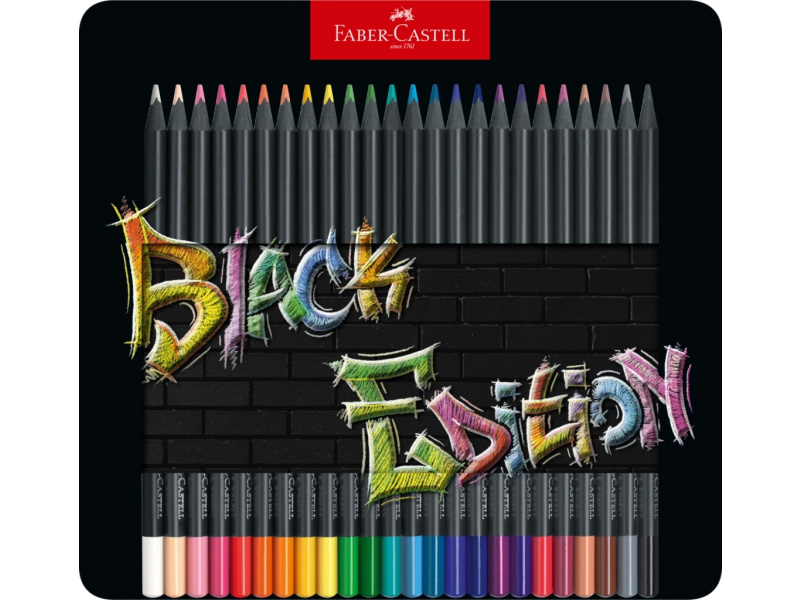 Värvipliiatsid Faber-Castell Black Edition 24-värvi metallkarbis
