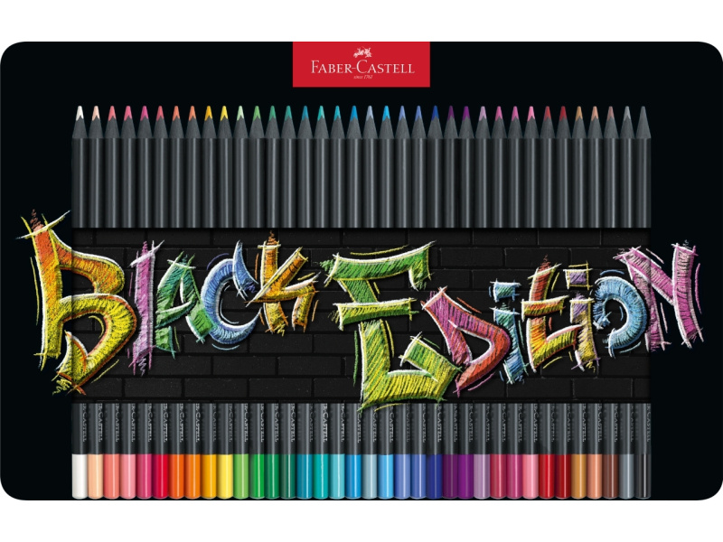 Värvipliiatsid Faber-Castell Black Edition 36-värvi metallkarbis