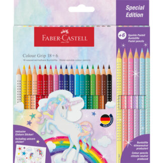 Värvipliiatsid Faber-Castell Colour Grip Unicorn 18+6-värvi