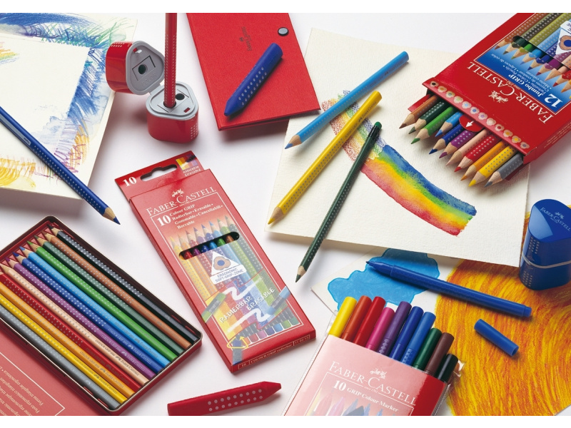 Värvipliiatsid Faber-Castell Grip 2001 10-värvi, kolmkandilised värviliste kustukummidega - Pilt 3