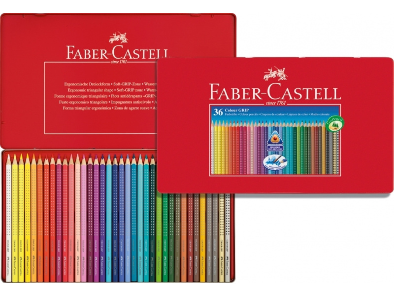 Värvipliiatsid Faber-Castell Grip 2001 36-värvi metallkarbis