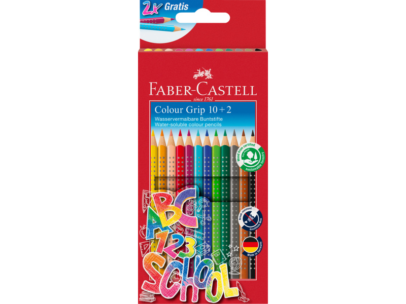 Värvipliiatsid Faber-Castell Grip komplekt 10+2-värvi
