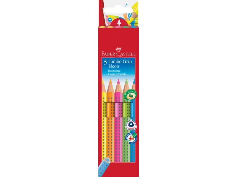 Värvipliiatsid Faber-Castell Jumbo Grip neoon 5-värvi