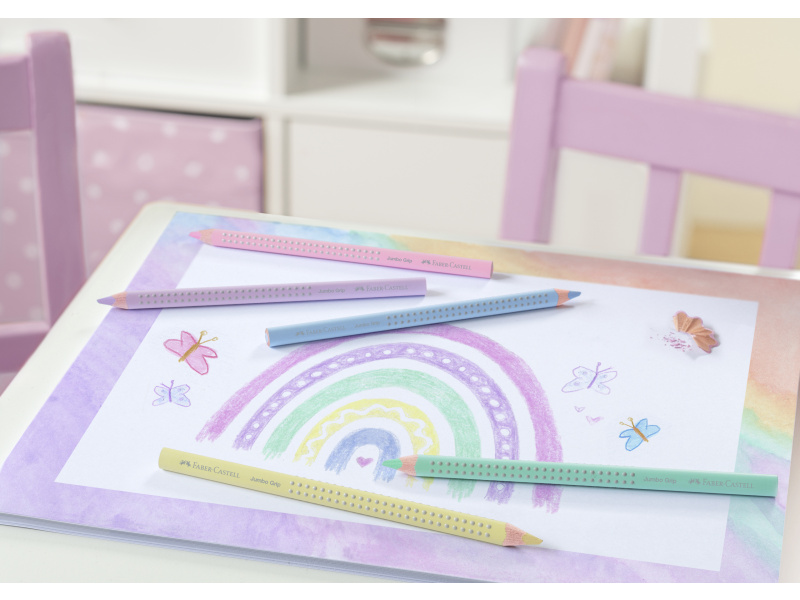 Värvipliiatsid Faber-Castell Jumbo Grip pastell 5-värvi - Pilt 3