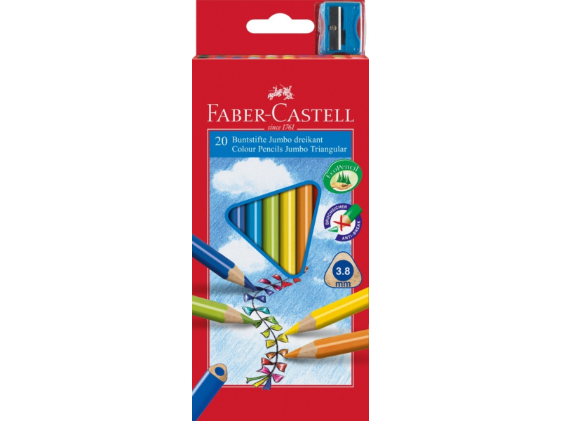Värvipliiatsid Faber-Castell Junior 20-värvi kolmetahulised