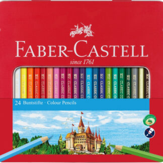 Värvipliiatsid Faber-Castell Knights 24-värvi metallkarbis aknaga
