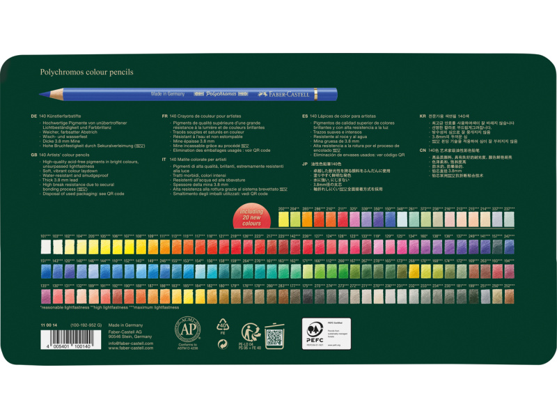 Värvipliiatsid Faber-Castell Polychromos 140 värvi metallkarbis - Pilt 4