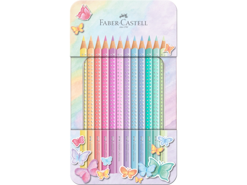 Värvipliiatsid Faber-Castell Sparkle 12-värvi pastell metallkarbis - Image 2