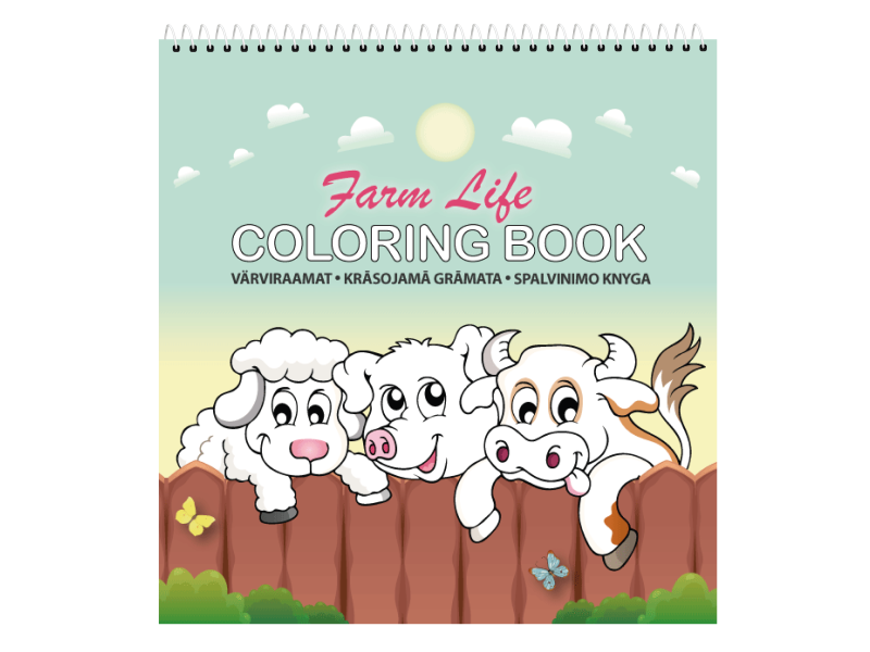 Värviraamat College Farm Life 21x22cm 23L, spiraal ülal