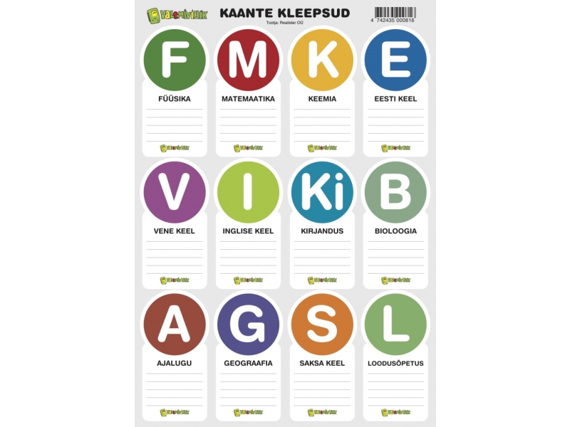 Vihiku etiketid Valemivihik 1-leht