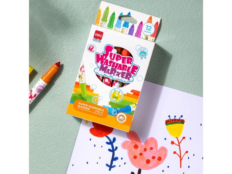 Viltpliiatsid DELI 12-värvi jumbo - Pilt 4