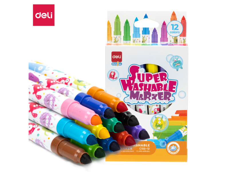 Viltpliiatsid DELI 12-värvi jumbo