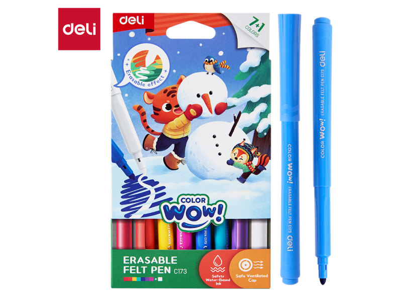 Viltpliiatsid DELI ColorWow 7+1 värvi kustutatav