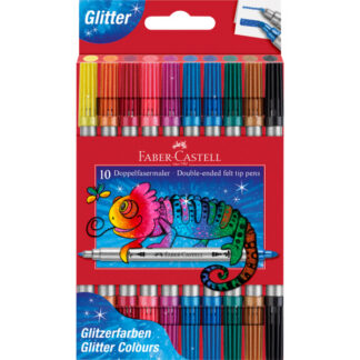 Viltpliiatsid Faber-Castell 2-otsaga 10-värvi glitter