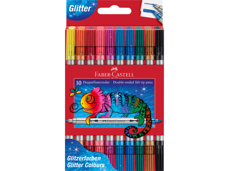 Viltpliiatsid Faber-Castell 2-otsaga 10-värvi glitter