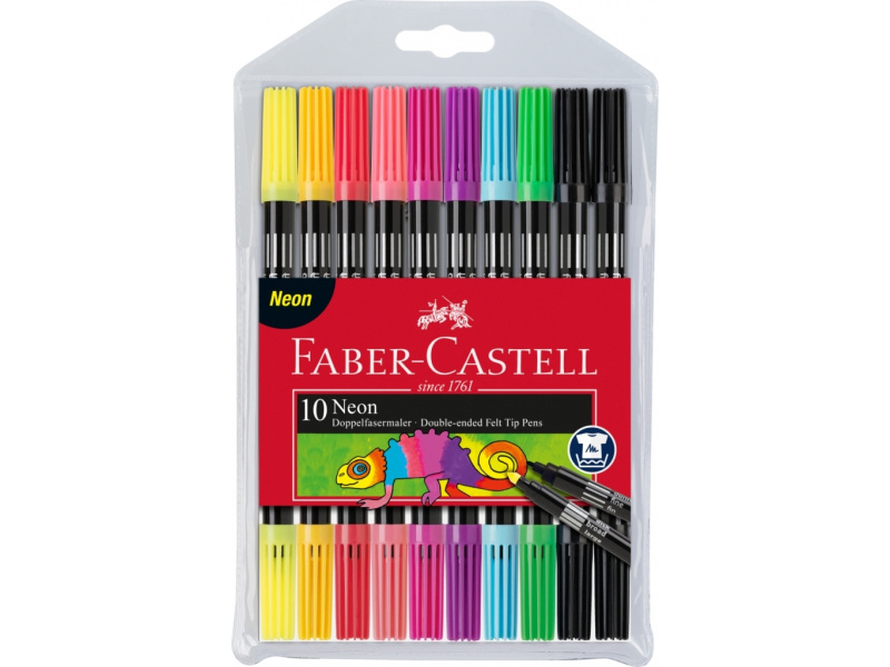 Viltpliiatsid Faber-Castell 2-otsaga 10-värvi neoon