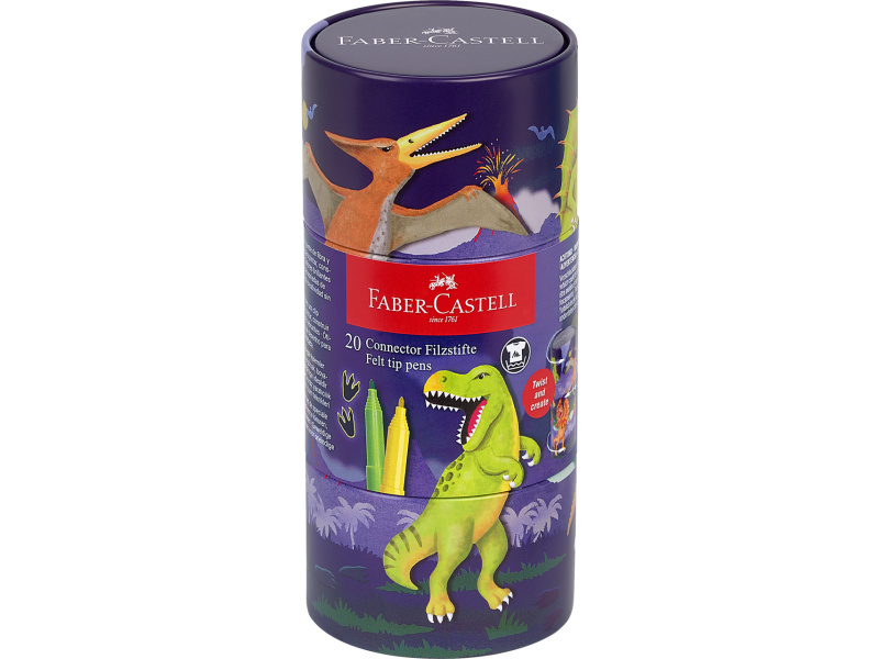 Viltpliiatsid Faber-Castell Connector 20-värvi dinosaurus