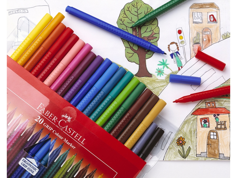 Viltpliiatsid Faber-Castell Grip kolmekandilised 10-värvi - Pilt 2