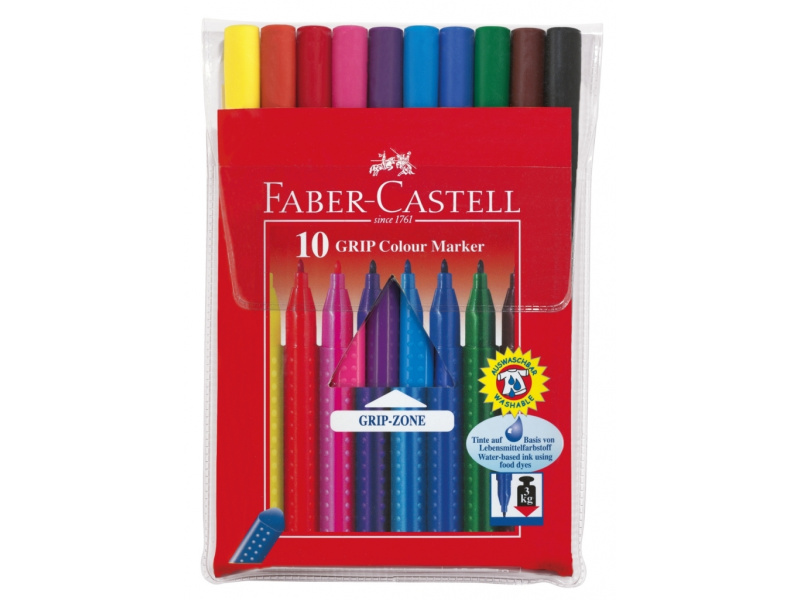 Viltpliiatsid Faber-Castell Grip kolmekandilised 10-värvi