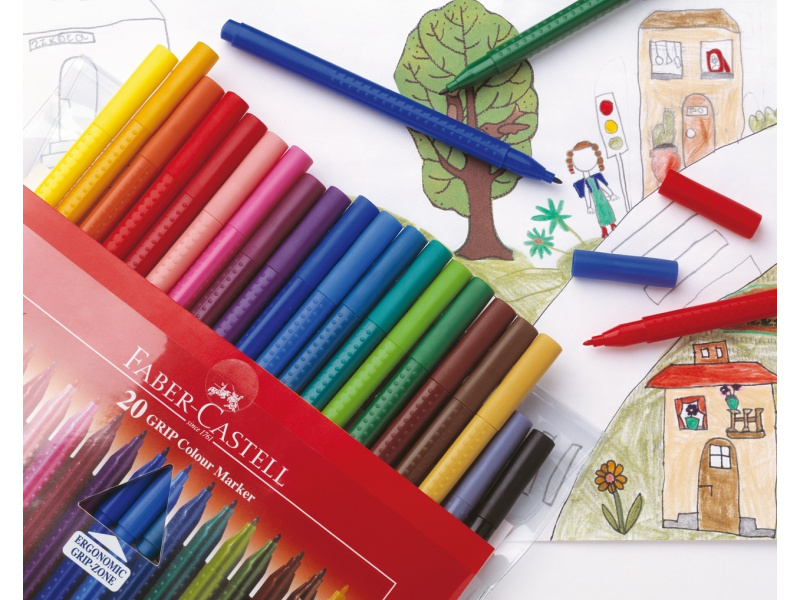 Viltpliiatsid Faber-Castell Grip kolmekandilised 20-värvi - Pilt 2