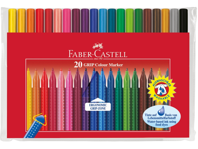 Viltpliiatsid Faber-Castell Grip kolmekandilised 20-värvi