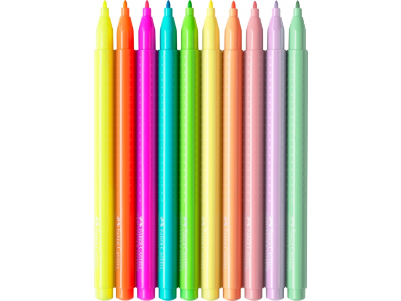 Viltpliiatsid Faber-Castell Grip kolmekandilised pastelsed 10-värvi - Pilt 4