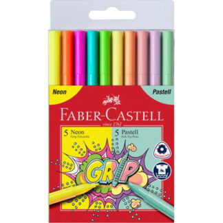 Viltpliiatsid Faber-Castell Grip kolmekandilised pastelsed 10-värvi