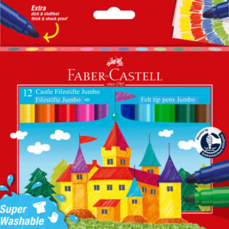Viltpliiatsid Faber-Castell Jumbo 12-värvi supermahapestavad