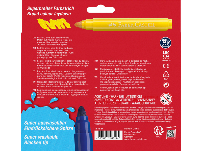 Viltpliiatsid Faber-Castell Jumbo 24-värvi supermahapestavad - Pilt 4