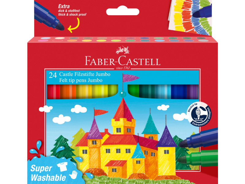 Viltpliiatsid Faber-Castell Jumbo 24-värvi supermahapestavad