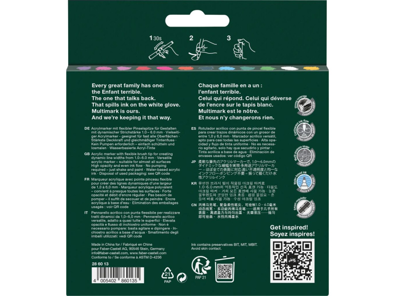 Akrüülmarkerite komplekt Faber-Castell Multimark 12 värvi Dopamin - Pilt 4