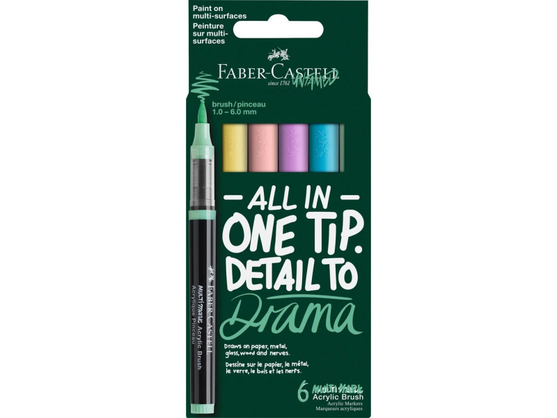 Akrüülmarkerite komplekt Faber-Castell Multimark 6 värvi Pastell