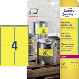 Etiketid Zweckform L6127-20 99,1 x 139mm A4/20L polüester ilmastikukindel, kollane