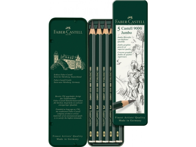 Harilik pliiats Faber-Castell 9000 Jumbo 5tk/pk metall pinalis