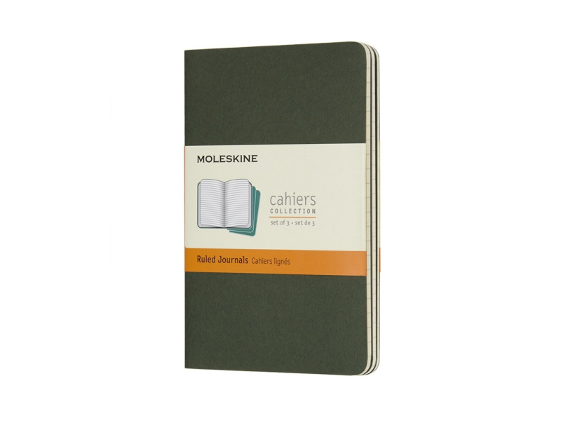 Märkmik Moleskine Cahier 9x14cm, jooneline, pehmed kaaned, roheline