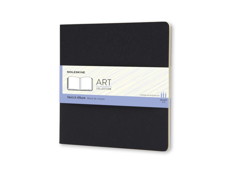 Märkmik Moleskine Sketch Album 19x19cm, valge, pehmed kaaned, must