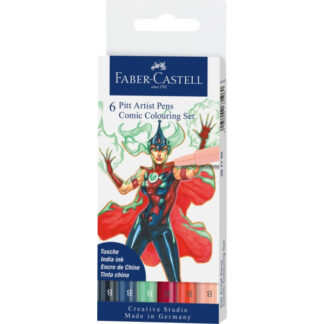 Pintsel-pliiats Faber-Castell Pitt 6-värvi komiksi komplekt