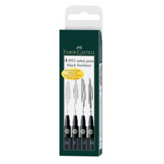 Pintsel-pliiats Faber-Castell Pitt Artist Pen 4tk/pk (XS, S, F, M pintsel), must