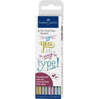 Pintsel-pliiats Faber-Castell Pitt Artist Pen Metallic kalligraafia 4-värvi