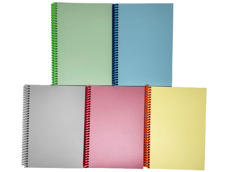 Spiraalplokk College A5/80l, jooneline, PP-kaanega, plastspiraal ja perfo pikemal küljel, pastell, assortii — изображение 2