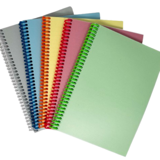 Spiraalplokk College A5/80l, jooneline, PP-kaanega, plastspiraal ja perfo pikemal küljel, pastell, assortii