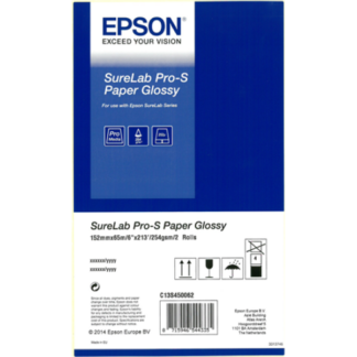 SureLab Pro-S Paper Glossy BP 6x65 2 rolls | C13S450062BP | Glossy | Variable Length / Special Camera Ratio, Panoramic / Banner, Square, 10x15cm / 4x6 / 4R, 15x20cm / 6x8 / 6R, 15x5cm / 6x2"